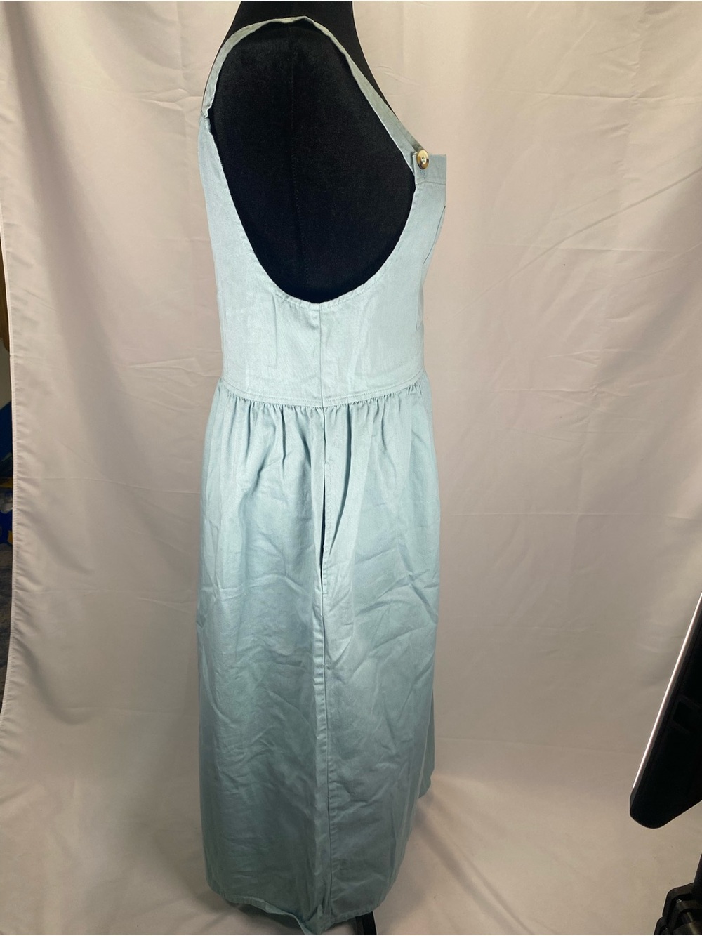 Sunbelt Light Blue Cotton Pinafore Midi Dress - Picture 5 of 10